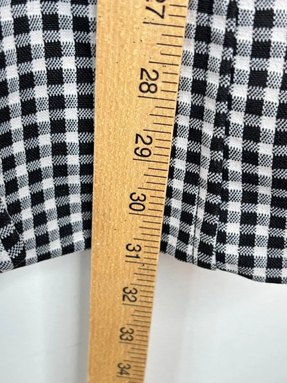 Maeve Anthropologie Long Blazer S Black White Gingham Oversized Double Breasted